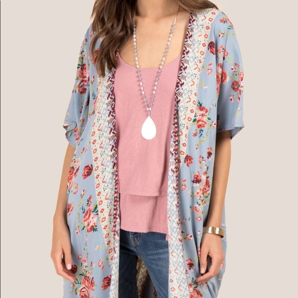 Francescas Floral Cardigan - blue and pink floral